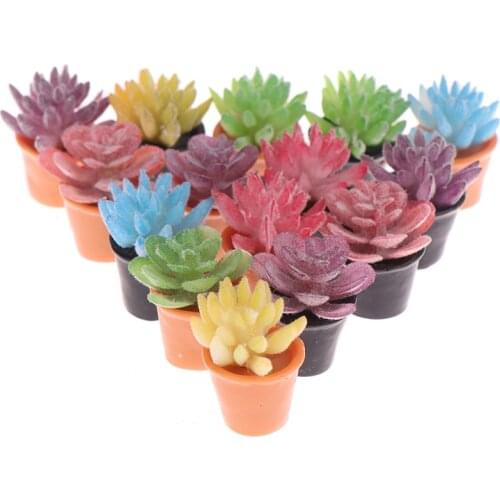 5pcs/set 1:12 Dollhouse Miniature Green Plant In Pot Succulent Plants Model For Dollhouse Decoration