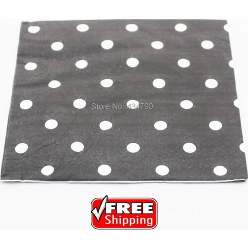 60pcs Black Paper Napkins White Polka Dot,Personalized Halloween Dinner Decoupage Party Supplies,Tableware-Choose Your Colors