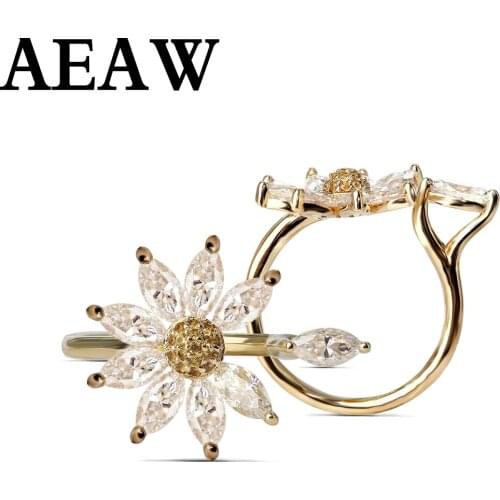 Au750 Solid 18K Yellow Gold 9pcs Moissanite Marquise Cut Engagement Ring Bridal Wedding Jewelry Dainty Female Finger Ring