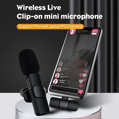 Microphone Wireless Mini Video Music Radio Clip-on Mic Lavalier Handheld Work For IOS or USB-C Smart For iphone 12 xiaomi huawei