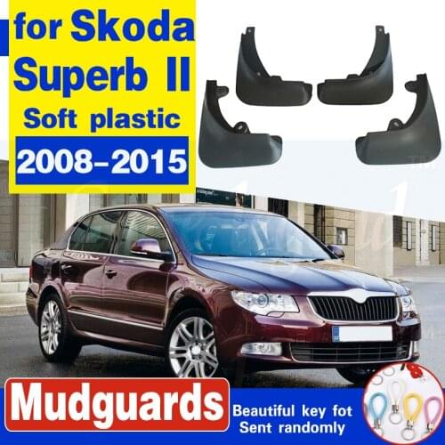 Set Molded Car Mud Flaps For Skoda Superb II 2008-2015 Mudflaps Splash Guards Mud Flap Mudguards Fender Front Rear Styling