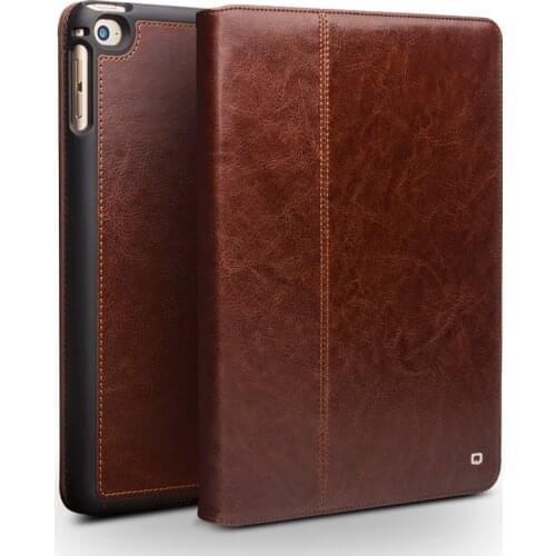 QIALINO Luxury Genuine Leather Case for iPad mini 5 Fashion Handmade Flip Stents Automatic wake up & sleep function Cover