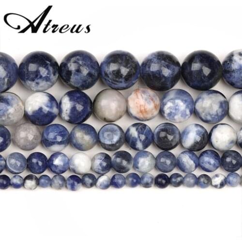Flower Blue Stone New Natural Stone Beads Shiny Round Beads For Jewelry Making 4/6/8/10/12mm Jadeite DIY Bracelets Necklace
