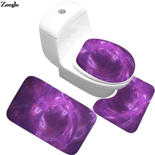 Home Decor Toilet Mat Anti-Slip Toilet Seat Cover Mat Bathroom Carpet Microfiber Floor Carpet Absorbent U-Shaped Toilet Rug Set