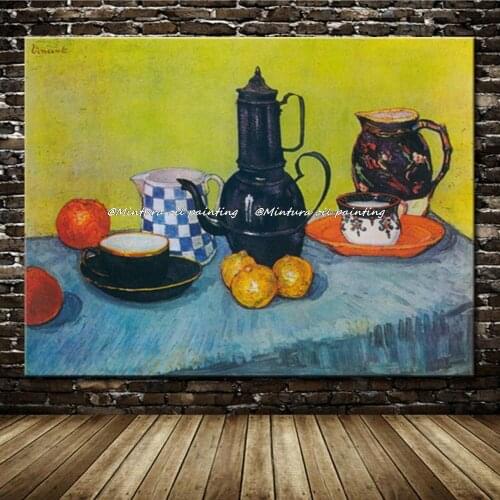 Enamel Coffeepot Earthenware And Fruit Of Vincent Van Gogh Reproduction Oil Painting On Canvas Wall Art For Home Decor