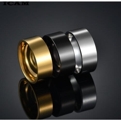 ICAM8mm Classic Wedding Ring for Men Women Gold / Black / Silver Color Stainless Steel US size 7-13