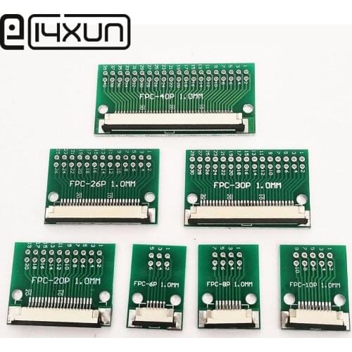 1pcs FPC FFC Cable 6 8 10 20 26 30 40 PIN 1.0 mm pitch Connector SMT Adapter to 2.54 mm 1.00 inch pitch through hole DIP PCB