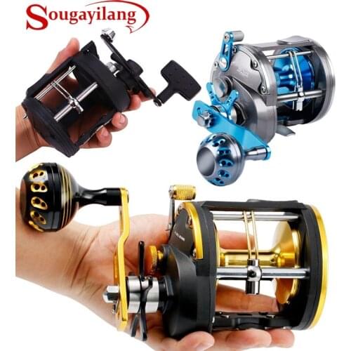 Sougayilang Saltwater Fishing Reels Cast Drum Wheel Trolling Casting Level Wind Reel Saltwater Boat Ocean Fishing Reel