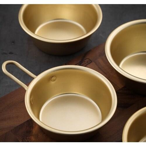 Korean rice wine bowl special for Korean restaurant small yellow hot cold wine bowl with handle yellow aluminum bowl