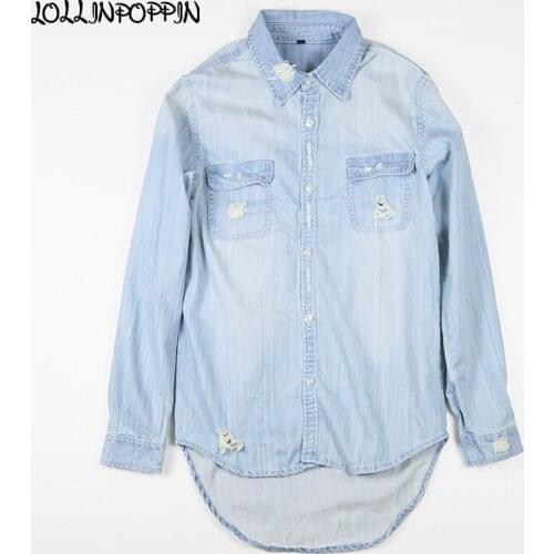 LOLLINPOPPIN Mens Denim Shirts