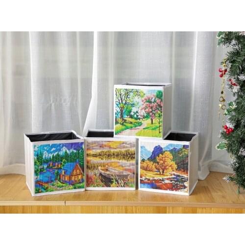 5D DIY Special Shaped Diamond Painting Foldable Storage Box Mosaic Landscape Diamond Embroidery kit Household Storage Home Decor