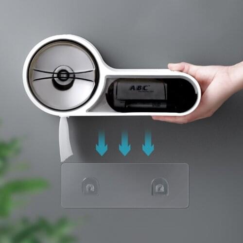 Wall-Mounted Toilet Paper Holder Rack Waterproof Multifunctional Toilet Tissue Box Roll Paper Storage Box Bathroom Accessories