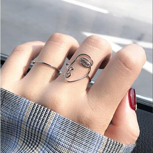 New Trendy Charm Human Face Rings For Women Men Boho Knuckle Party Rings Punk Cocktail Jewelry Girls Gift anillos bijoux