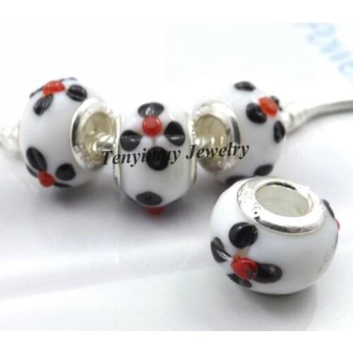 Wholesale European Charm Beads Lampwork Glass Beads For Snake Chain Bracelet DIY 50pcs/lot Free Shipping LB814