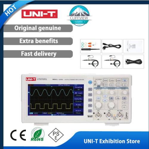 UNI-T UTD2102CL Portable Digital Oscilloscope 100MHz 2 Channel 500Ms/S USB Oscilloscope UTD2052CL 50M