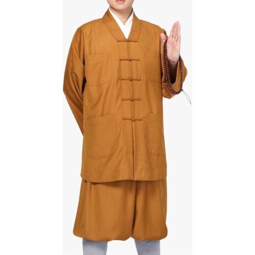 Unisex Autumn&Spring thick cotton zen lay clothing buddha outfit shaolin monk kung fu suits Sangha meditation uniforms