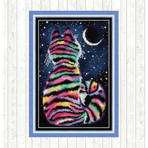 Striped Cat Joy Sunday Cross Stitch Kits Embroidery Needlework Sets Animal Patterns 14CT 11CT Printed Canvas DIY Handmade Crafts