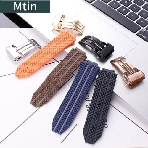 Rubber Strap Mens Watch Accessories 17mmx25mm For Hublot Watch Band Outdoor Sports Wristband Bracelet Ladies Buckle tool