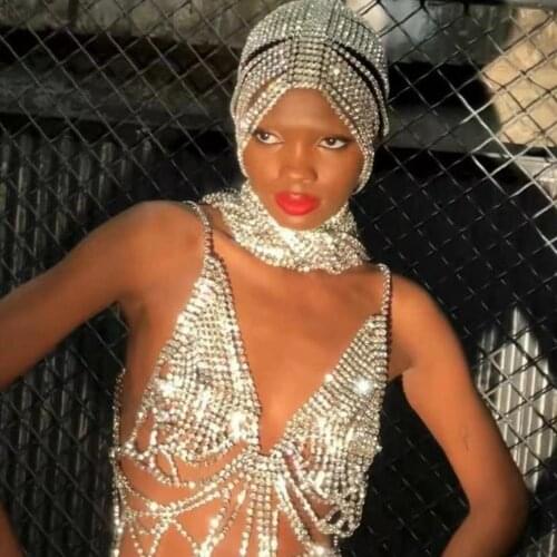 Luxury Rhinestone Big Butterfly Shape Body Chain Bra Necklace Body Jewelry for Women Bling Crystal Bralette Chest Chain Bikini