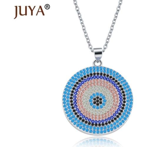 JUYA Luxury Handade Multicolor CZ Crystal Pendant Necklace For Women Fashion Jewelry Birthday Present Link Chain Zircon Necklace