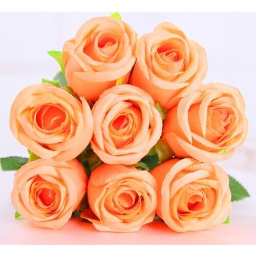 Orange color Rose Real Touch Artificial silk Flower Rose Floral for Valentines Day Gift Wedding Bouquet Home Decoration Design