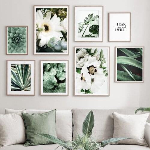 Self-adhesive Wall Stickers Aloe Succulents Monstera Green Plant Art Posters Prints Wall Art Wall Pictures For Living Room Decor
