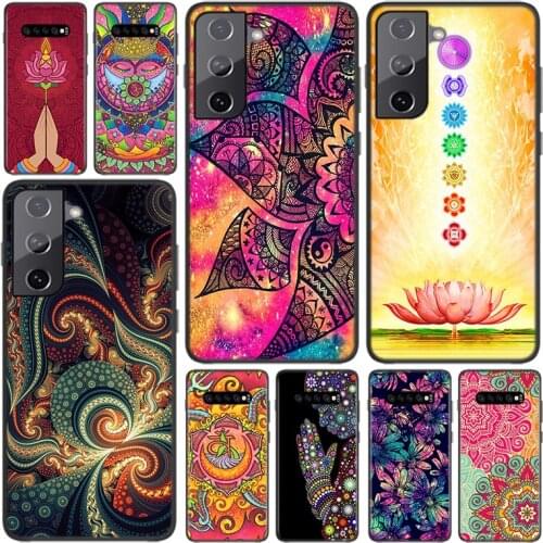 Silicone Cover Mandala Chakra Yoga For Samsung Galaxy S21 S20 FE Ultra S10 S10e Lite S9 S8 S7 S6 Edge Plus Phone Case