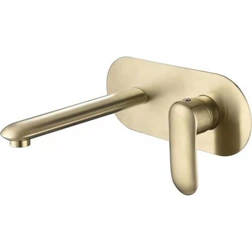 Bathroom Basin Faucet Solid Brass Sink Mixer Tap Hot & Cold In-Wall Single Handle 2 Hole Bathtub Faucet Brushed Gold/Chrome