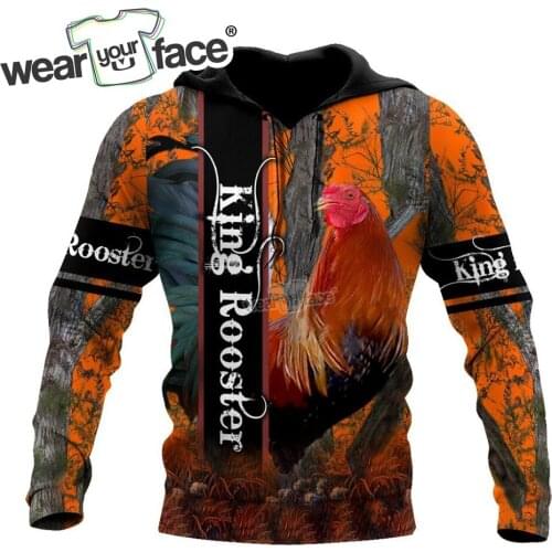 King Rooster 3D All Over Printed Crewneck Sweatshirts Zipper Hoodie Sports Funny Casual Streetwear Vocation Unisex Clothing