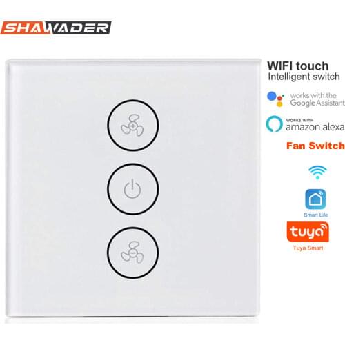 Smart Wlan Wireless Wifi Fan Switch Wall Glass Panel Touch Light Remote Timer Control Work with Alexa Google Home IFTTT