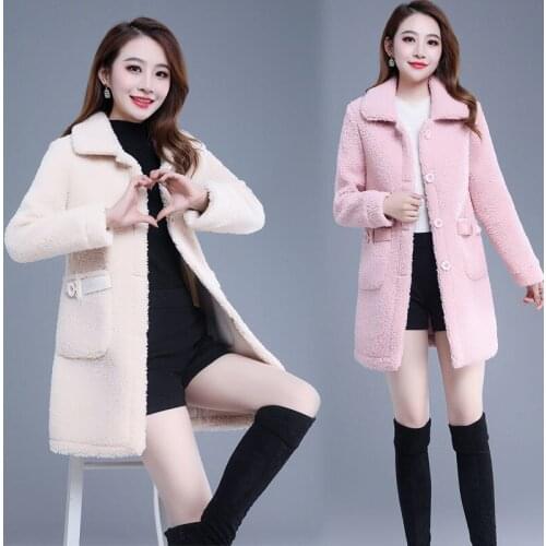 Women Autumn Winter lambswool Jacket 2021New Female Thicken One Piece Of Fur Mid-length Faux Fur Overcoat Plus Size 4XLA1325