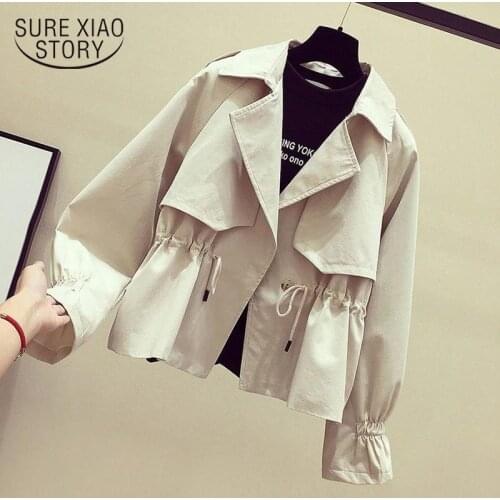 Plus Size Womens Loose Slim Fit Short Windbreaker 2020 Spring Autumn Windproof Waterproof Raincoat Trench Coat Lady Palto 11940