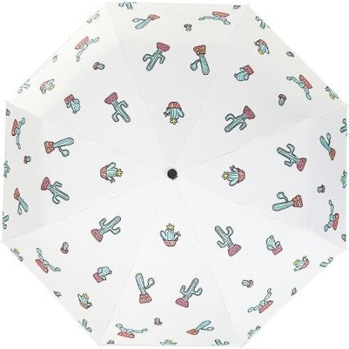 Automatic Umbrella Rain Women Lovely Folding Umbrellas Windproof Black Coating Anti UV Parasol Womens Umbrella