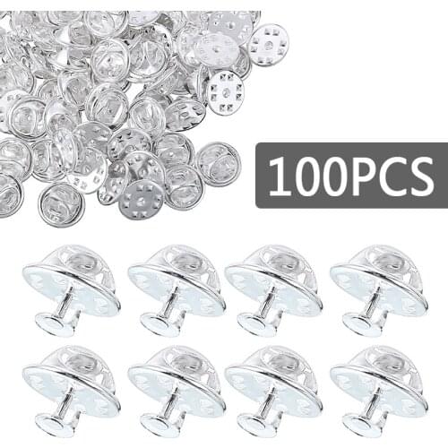 100 Set 11mm Mini Butterfly Brooch Base Silver Base Holder Pins Badge Holder Fastener Hardware For DIY Brooch Jewelry Making