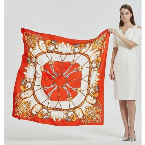 130*130cm TOP Silk Keychain luxurious Scarves Women Foulard Square Hijab Scarf Ladies Shawl wrap muffler pareo female hijab