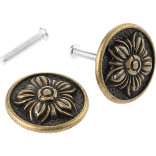 2pcs Retro Pull Knobs 31*16mm Jewelry Box Drawer Cabinet Door Pull Knob Furniture Hardware Round Cupboard Handle