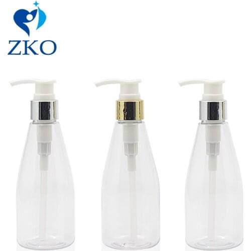 5pcs 200ml Shinny Golden Aluminum Shell Shampoo Lotion Gel Body Wash Emulsion Plastic Refillable Dispenser Pump Conical Bottles