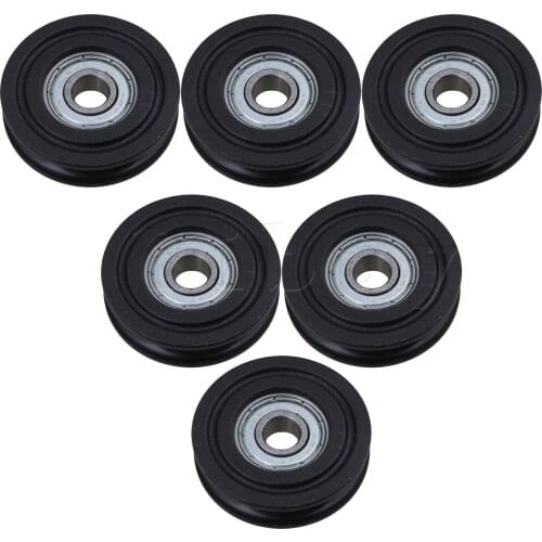6 x Steel U Deep Groove Bearing Idler Pulley for Industry 0.8x4x1cm