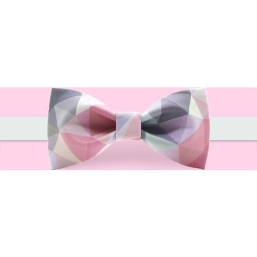 Free shipping new fashion 2019 casual mens male female Handmade Pink diamond printed bow tie groom dress wedding bows unique