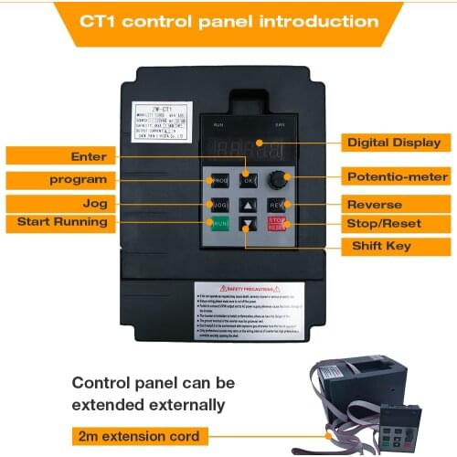 Frequency Converter Adjustable Speed VFD Inverter 1.5KW/2.2KW ZW-CT1 3P 220V Output for Motor Low Frequency Inverter wzw5