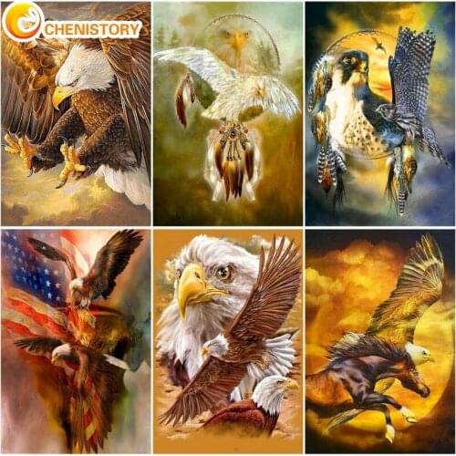 CHENISTORY Oil Eagle Painting By Number Animal On Canvas With Frame Acrylic For Adult Kit Picture Paint By Number Coloring Decor