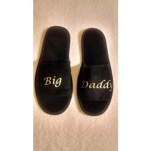 Personalized big daddy groom best man Bachelorette black spa slippers birthday wedding New Year Christmas party favors