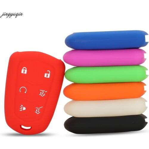 Jingyuqin 30pcs Remote Car Key Cover Silicone Case For Cadillac Escalade 2015-2016 6 Buttons Colorful Protection without Logo
