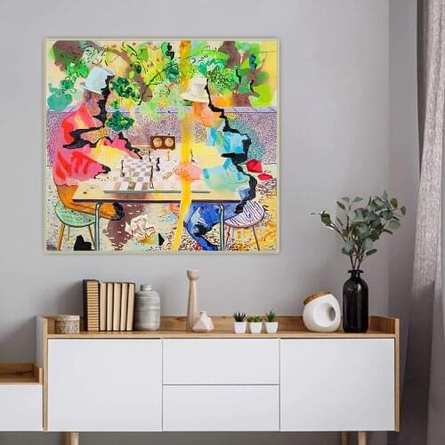 Citon Dana Schutz《Chess》Canvas Art Oil Painting Artwork Poster Picture Wall Hanging Decor Home Living Room Decoration