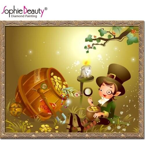 2018 Sophie Beauty Diamond Embroidery Characters Little Boy Bucket Of Gold Painting Cross Stitch Rhinestone Mosaic Needlework