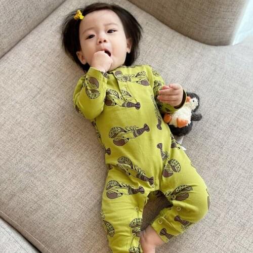 Baby Girl Clothing Rompers Infant Spring Autumn Kids Boys Clothes Long Sleeve Jumpsuit Cotton Lobster Print Green bebe ropa
