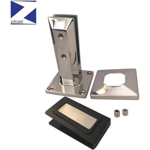 Stainless Steel Duplex2205 Square Style Deck Mount Glass Support Spigot With Bas