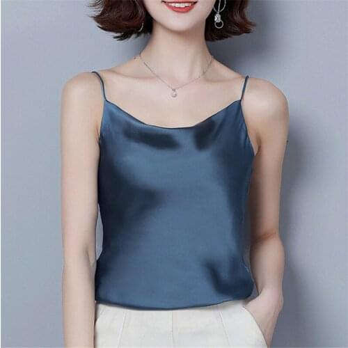 Womens Satin Silk Tank Top Ladies V-Neck Camisole Silky Loose Sleeveless Blouse Satin Daily Office Basic Tank Shirts Crop Tops