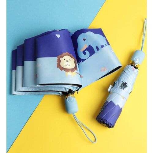 Lovely Cartoon Children Umbrella Portable Folding Parasol Kids Creative Design Handle Umbrella Gift for Student Boy Girl Adult