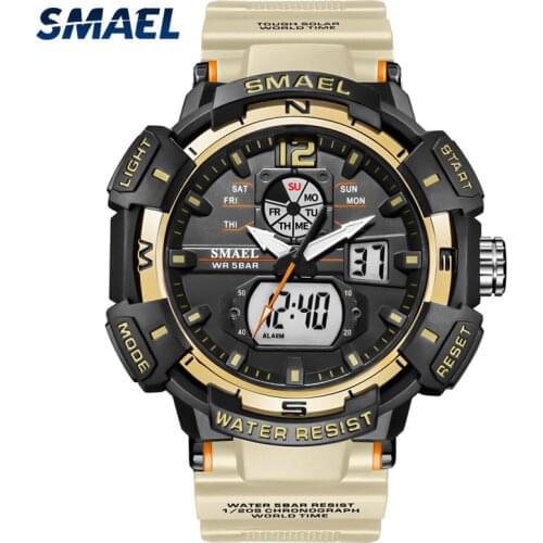 SMAEL 2021 New Mens Watches Military Waterproof Top Brand Luxury Men Sport Watch LED Digital Quartz Wristwatch relogio masculino